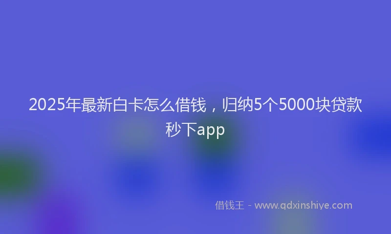 2025年最新白卡怎么借钱，归纳5个5000块贷款秒下app