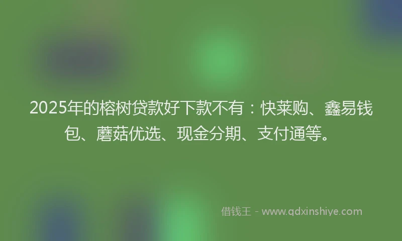2025年的榕树贷款好下款不有：快莱购、鑫易钱包、蘑菇优选、现金分期、支付通等。