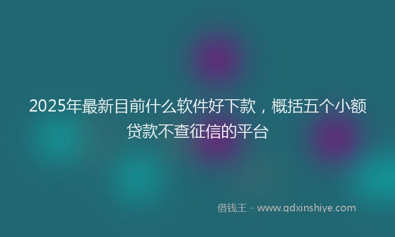2025年最新目前什么软件好下款，概括五个小额贷款不查征信的平台