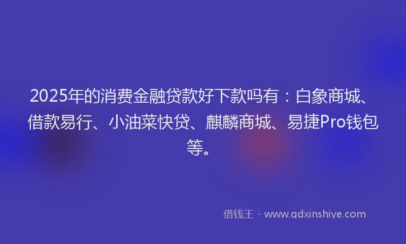 2025年的消费金融贷款好下款吗有：白象商城、借款易行、小油菜快贷、麒麟商城、易捷Pro钱包等。