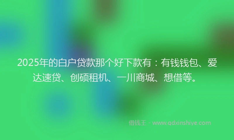 2025年的白户贷款那个好下款有：有钱钱包、爱达速贷、创硕租机、一川商城、想借等。