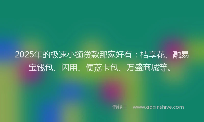 2025年的极速小额贷款那家好有：桔享花、融易宝钱包、闪用、便荔卡包、万盛商城等。