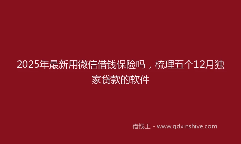 2025年最新用微信借钱保险吗，梳理五个12月独家贷款的软件
