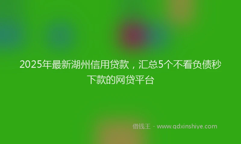 2025年最新湖州信用贷款，汇总5个不看负债秒下款的网贷平台
