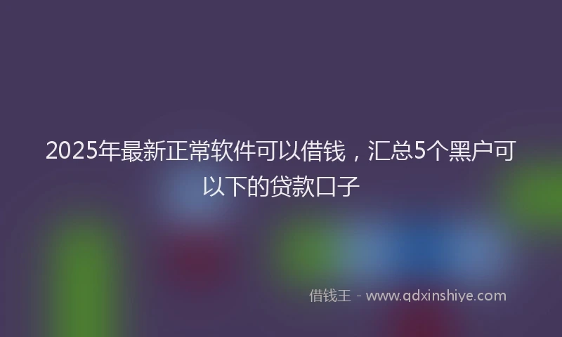 2025年最新正常软件可以借钱，汇总5个黑户可以下的贷款口子