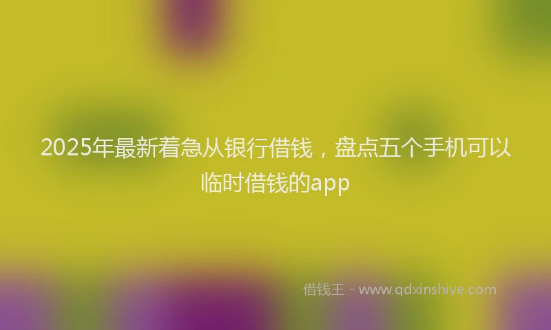 2025年最新着急从银行借钱，盘点五个手机可以临时借钱的app