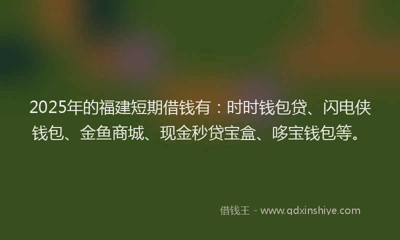 2025年的福建短期借钱有：时时钱包贷、闪电侠钱包、金鱼商城、现金秒贷宝盒、哆宝钱包等。