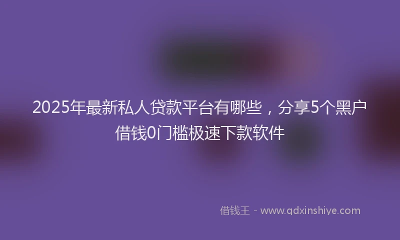 2025年最新私人贷款平台有哪些，分享5个黑户借钱0门槛极速下款软件