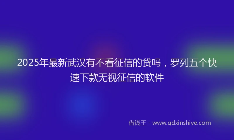 2025年最新武汉有不看征信的贷吗，罗列五个快速下款无视征信的软件