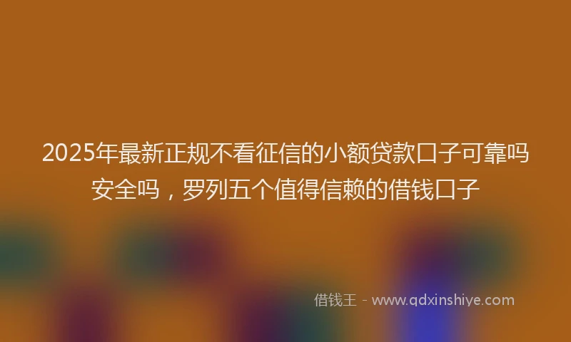 2025年最新正规不看征信的小额贷款口子可靠吗安全吗，罗列五个值得信赖的借钱口子