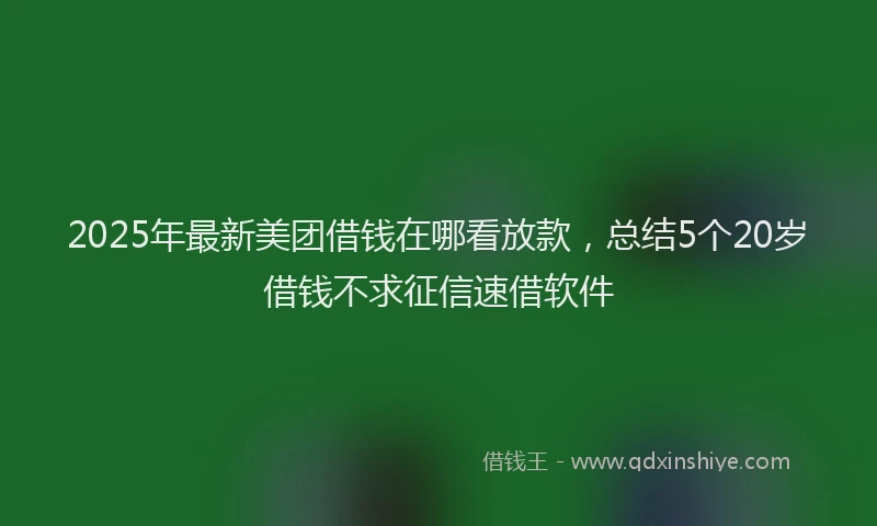 2025年最新美团借钱在哪看放款，总结5个20岁借钱不求征信速借软件