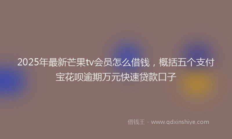 2025年最新芒果tv会员怎么借钱，概括五个支付宝花呗逾期万元快速贷款口子