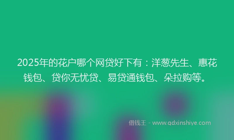 2025年的花户哪个网贷好下有：洋葱先生、惠花钱包、贷你无忧贷、易贷通钱包、朵拉购等。