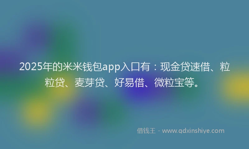 2025年的米米钱包app入口有：现金贷速借、粒粒贷、麦芽贷、好易借、微粒宝等。