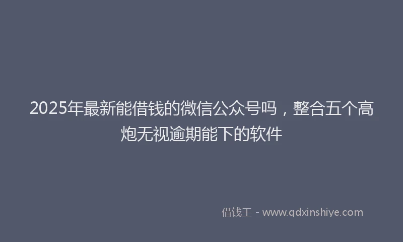 2025年最新能借钱的微信公众号吗，整合五个高炮无视逾期能下的软件