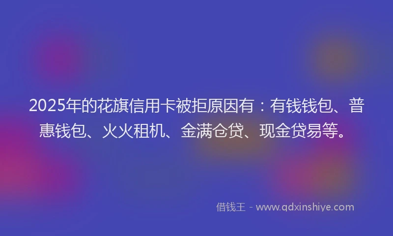2025年的花旗信用卡被拒原因有：有钱钱包、普惠钱包、火火租机、金满仓贷、现金贷易等。