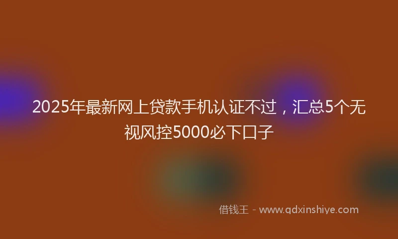 2025年最新网上贷款手机认证不过，汇总5个无视风控5000必下口子