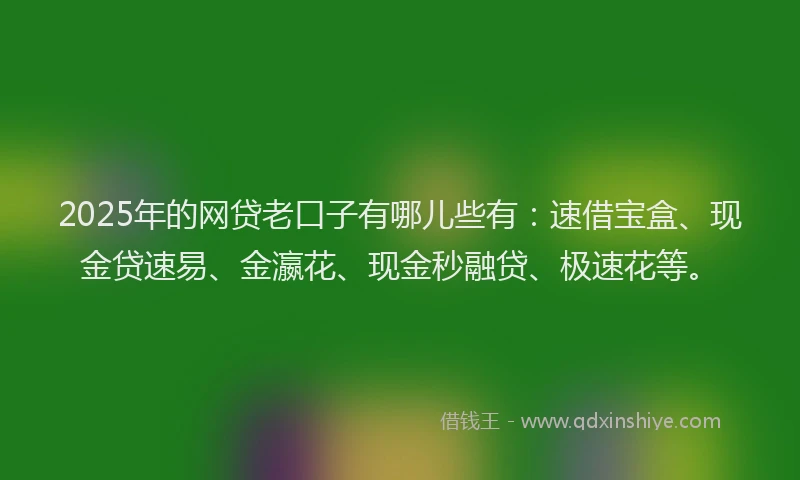 2025年的网贷老口子有哪儿些有：速借宝盒、现金贷速易、金瀛花、现金秒融贷、极速花等。