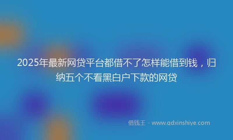 2025年最新网贷平台都借不了怎样能借到钱，归纳五个不看黑白户下款的网贷