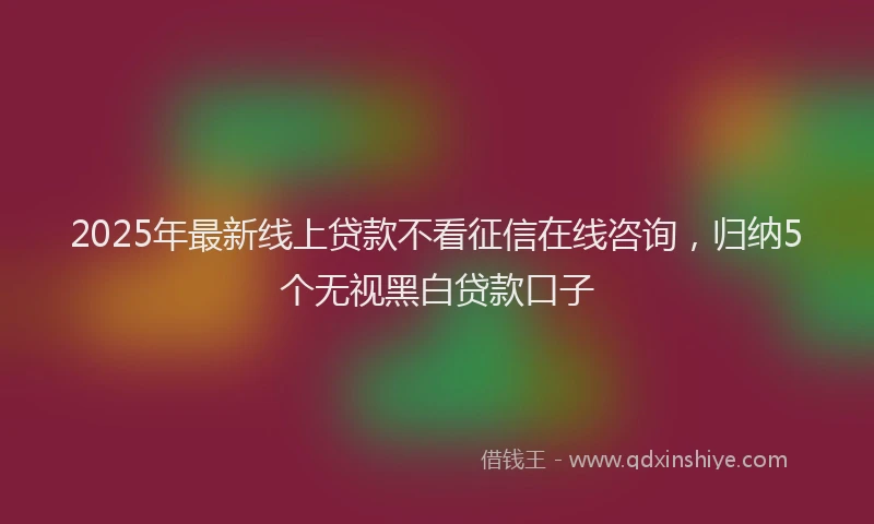2025年最新线上贷款不看征信在线咨询，归纳5个无视黑白贷款口子
