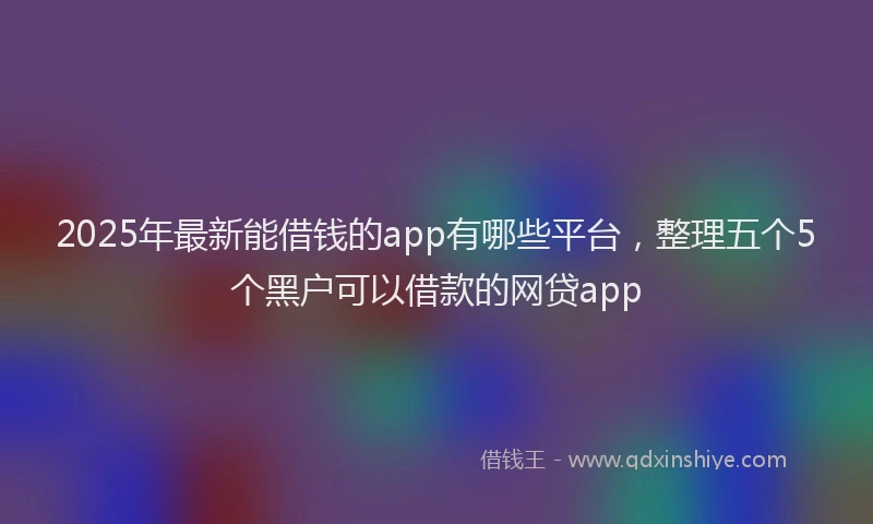 2025年最新能借钱的app有哪些平台，整理五个5个黑户可以借款的网贷app