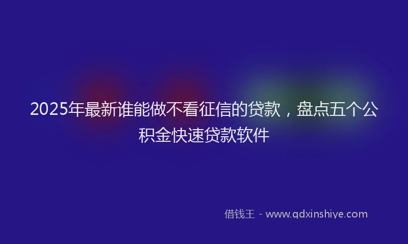 2025年最新谁能做不看征信的贷款，盘点五个公积金快速贷款软件