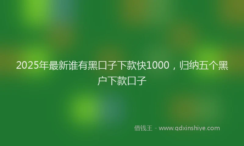 2025年最新谁有黑口子下款快1000，归纳五个黑户下款口子