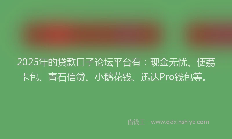 2025年的贷款口子论坛平台有：现金无忧、便荔卡包、青石信贷、小鹅花钱、迅达Pro钱包等。
