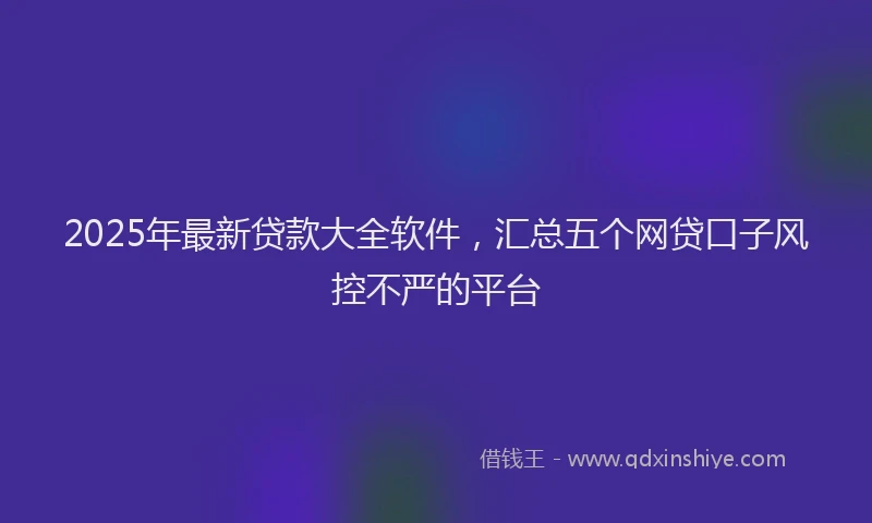 2025年最新贷款大全软件，汇总五个网贷口子风控不严的平台