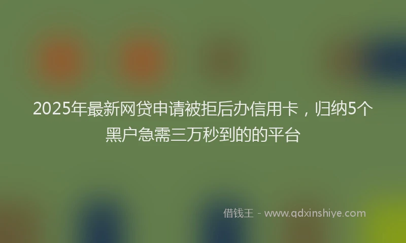 2025年最新网贷申请被拒后办信用卡，归纳5个黑户急需三万秒到的的平台