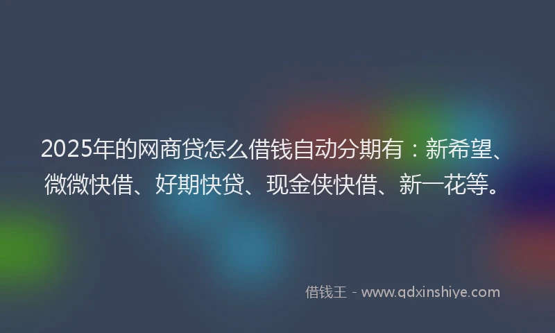 2025年的网商贷怎么借钱自动分期有：新希望、微微快借、好期快贷、现金侠快借、新一花等。