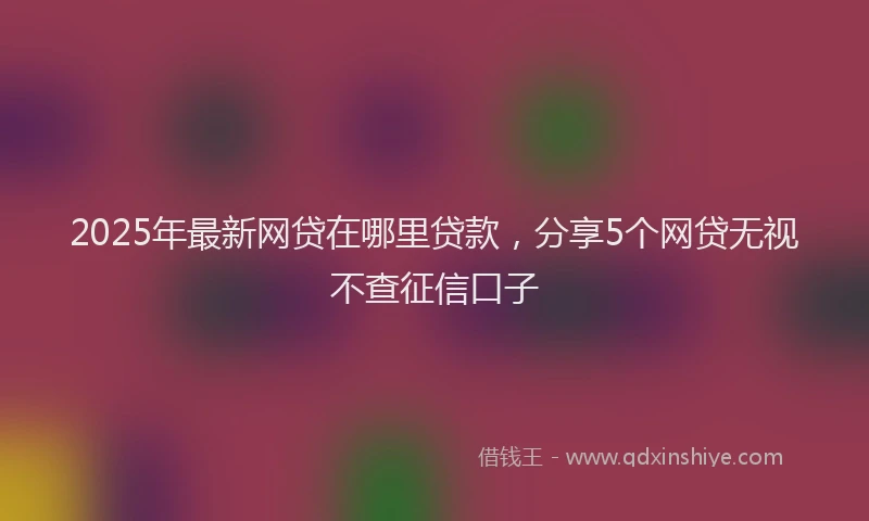 2025年最新网贷在哪里贷款,分享5个网贷无视不查征信口子