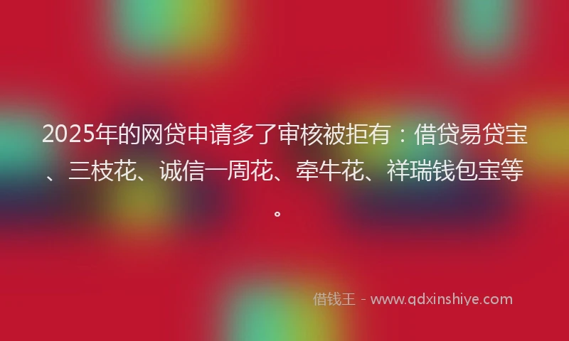 2025年的网贷申请多了审核被拒有：借贷易贷宝、三枝花、诚信一周花、牵牛花、祥瑞钱包宝等。