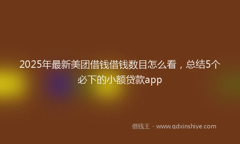 2025年最新美团借钱借钱数目怎么看，总结5个必下的小额贷款app