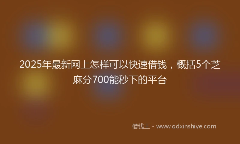 2025年最新网上怎样可以快速借钱，概括5个芝麻分700能秒下的平台