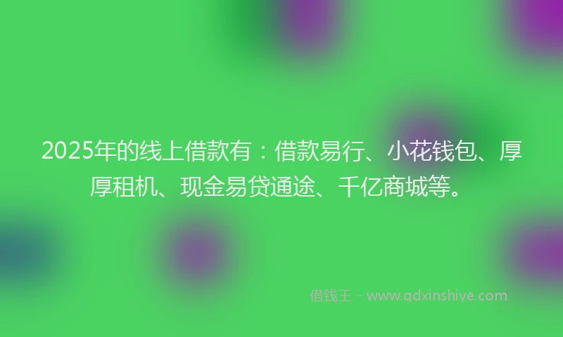 2025年的线上借款有：借款易行、小花钱包、厚厚租机、现金易贷通途、千亿商城等。
