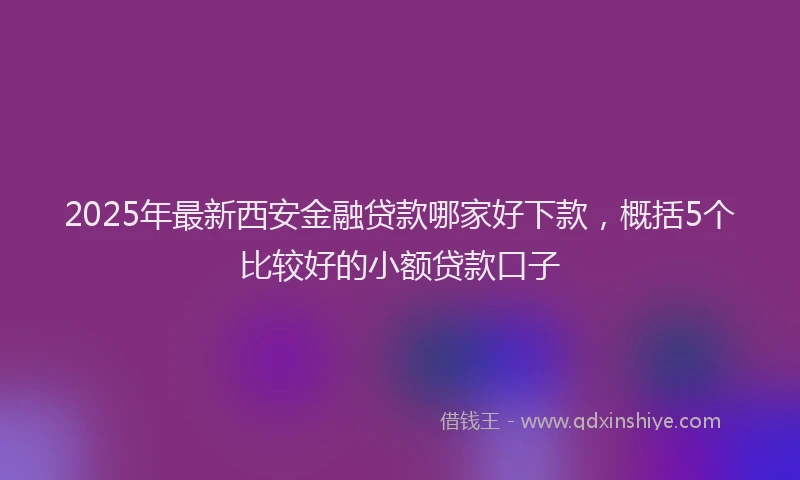 2025年最新西安金融贷款哪家好下款，概括5个比较好的小额贷款口子