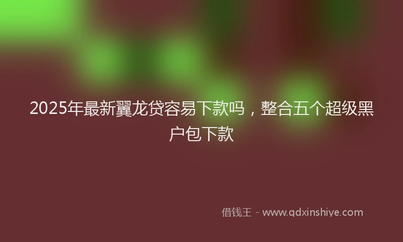2025年最新翼龙贷容易下款吗，整合五个超级黑户包下款