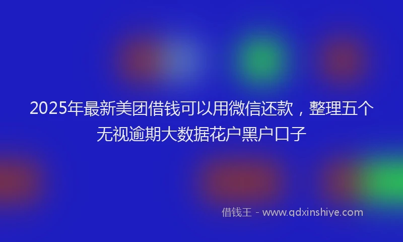 2025年最新美团借钱可以用微信还款，整理五个无视逾期大数据花户黑户口子