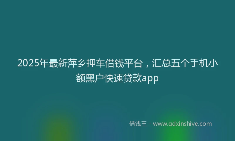 2025年最新萍乡押车借钱平台，汇总五个手机小额黑户快速贷款app