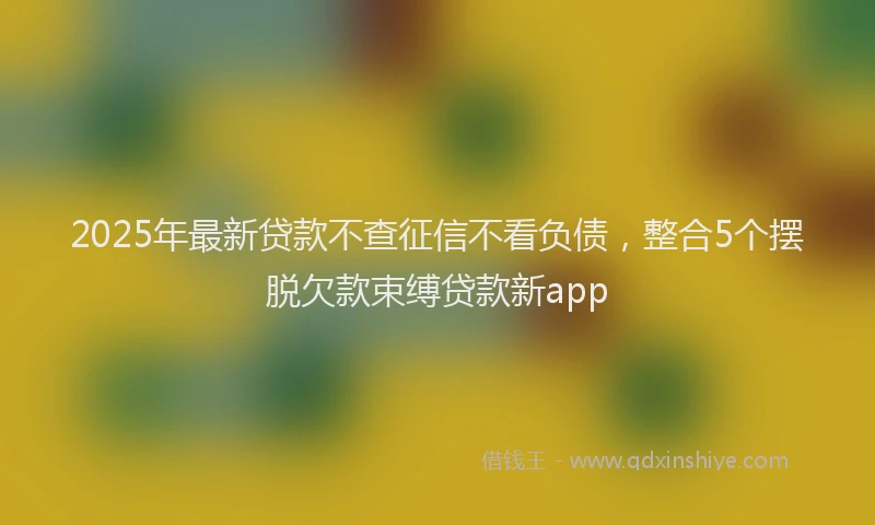 2025年最新贷款不查征信不看负债，整合5个摆脱欠款束缚贷款新app