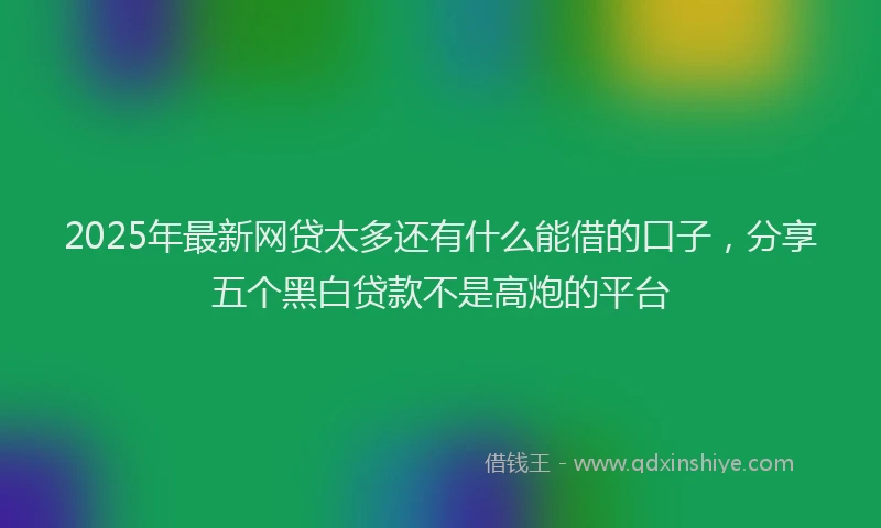 2025年最新网贷太多还有什么能借的口子，分享五个黑白贷款不是高炮的平台