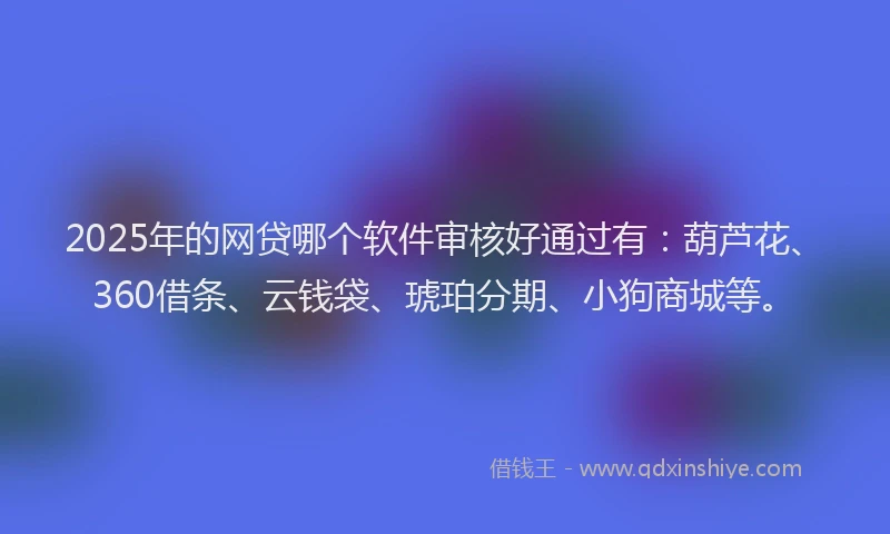 2025年的网贷哪个软件审核好通过有：葫芦花、360借条、云钱袋、琥珀分期、小狗商城等。