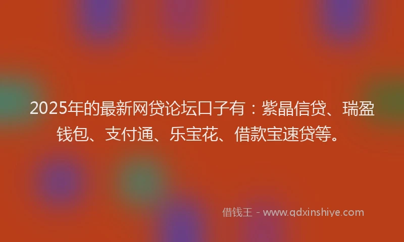 2025年的最新网贷论坛口子有：紫晶信贷、瑞盈钱包、支付通、乐宝花、借款宝速贷等。