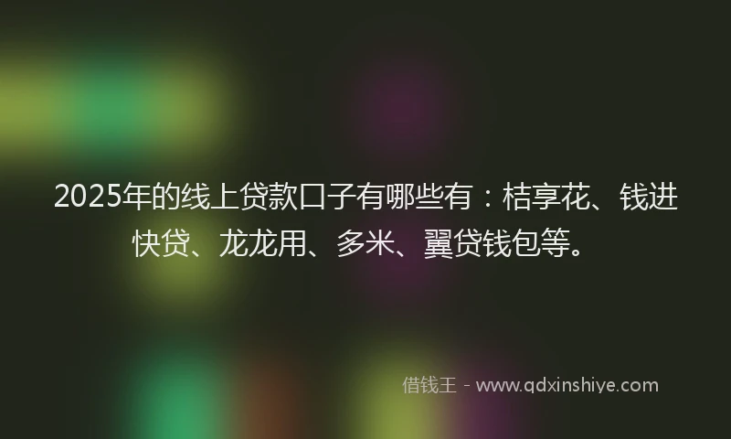 2025年的线上贷款口子有哪些有：桔享花、钱进快贷、龙龙用、多米、翼贷钱包等。