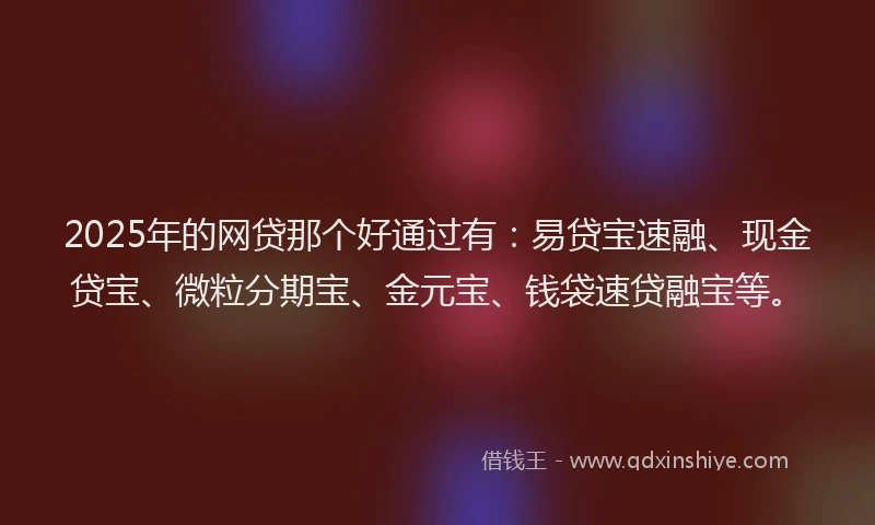 2025年的网贷那个好通过有：易贷宝速融、现金贷宝、微粒分期宝、金元宝、钱袋速贷融宝等。