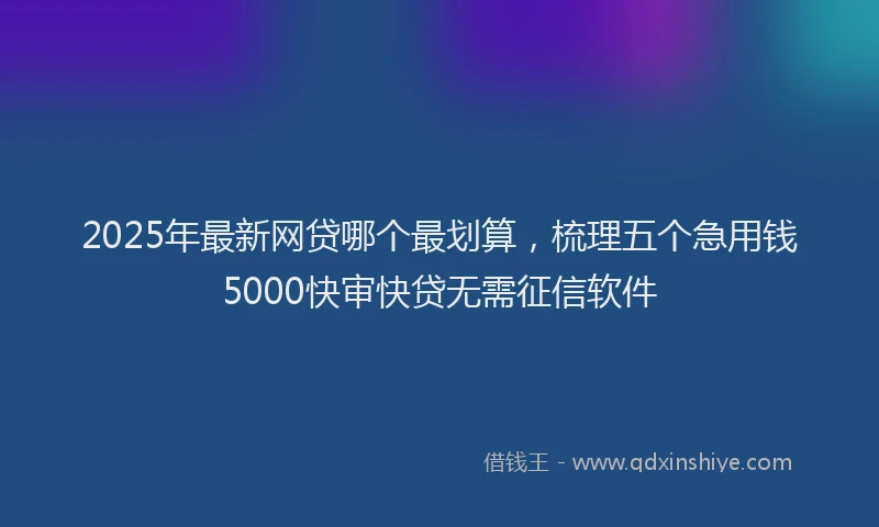 2025年最新网贷哪个最划算，梳理五个急用钱5000快审快贷无需征信软件