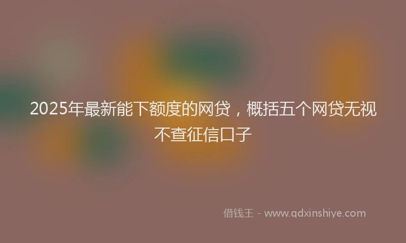 2025年最新能下额度的网贷，概括五个网贷无视不查征信口子
