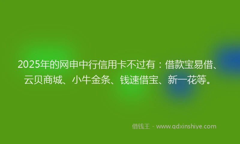 2025年的网申中行信用卡不过有：借款宝易借、云贝商城、小牛金条、钱速借宝、新一花等。