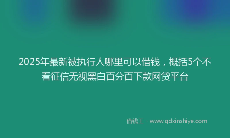 2025年最新被执行人哪里可以借钱，概括5个不看征信无视黑白百分百下款网贷平台